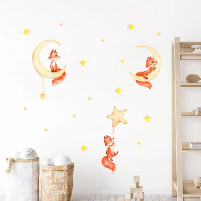 Cartoon Sheep Clouds Stars Moon Nursery Wall Decals Removable DIY Vinyl Wall Stickers Kids Baby Room Interior Home Decoration